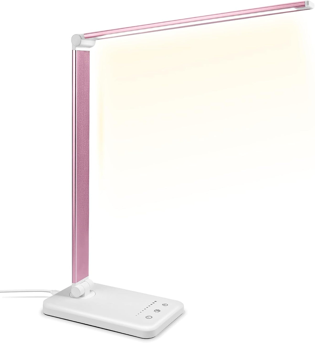 LED Desk Lamp with Wireless Charger, USB Charging Port, Eye Care