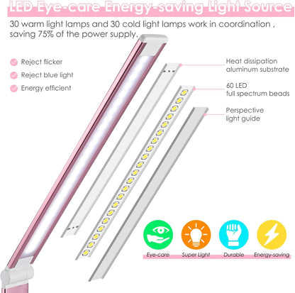 LED Desk Lamp with Wireless Charger, USB Charging Port, Eye Care