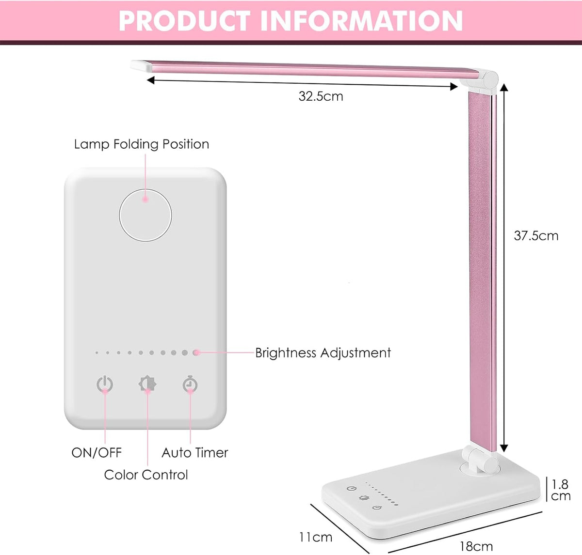 LED Desk Lamp with Wireless Charger, USB Charging Port, Eye Care