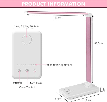 LED Desk Lamp with Wireless Charger, USB Charging Port, Eye Care
