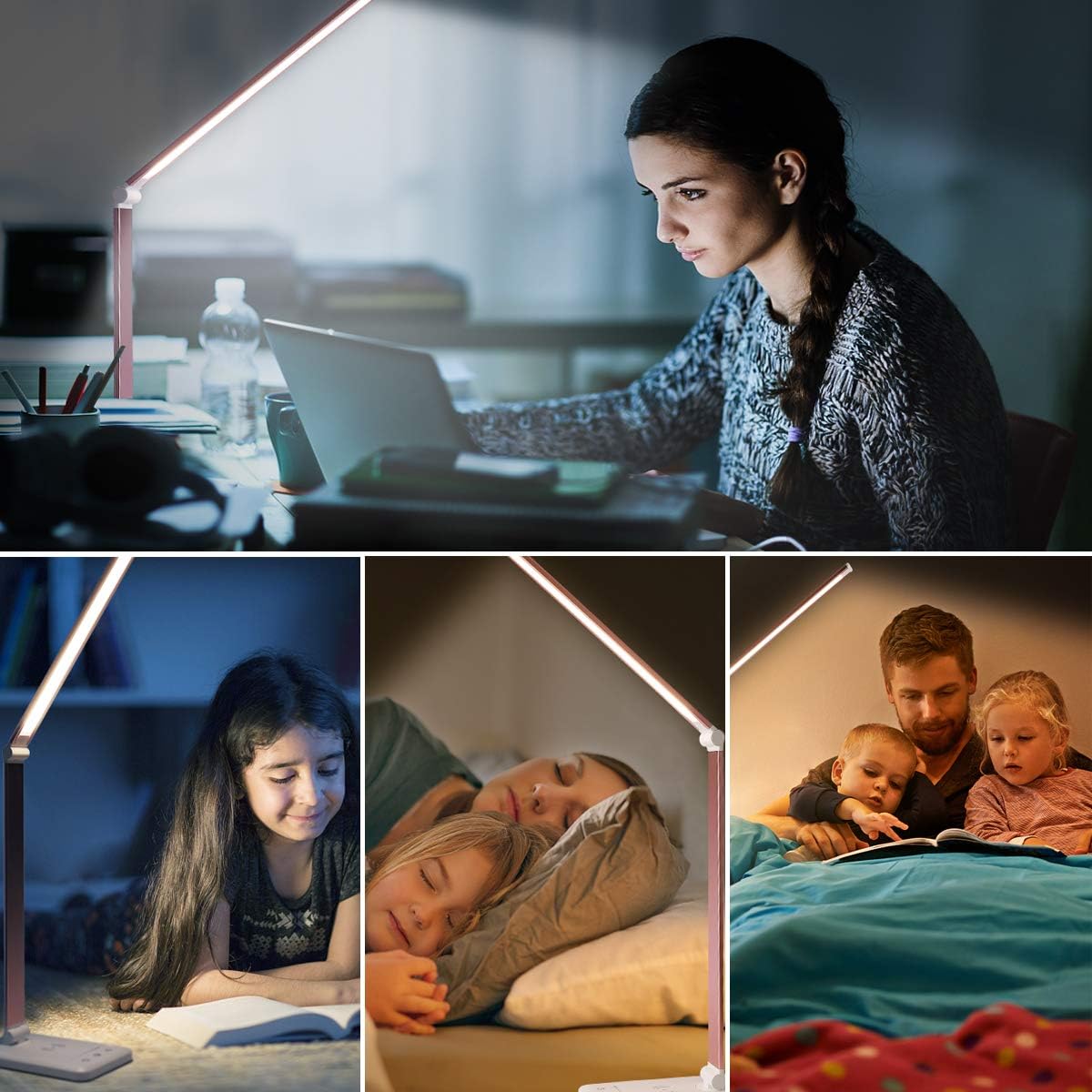 LED Desk Lamp with Wireless Charger, USB Charging Port, Eye Care