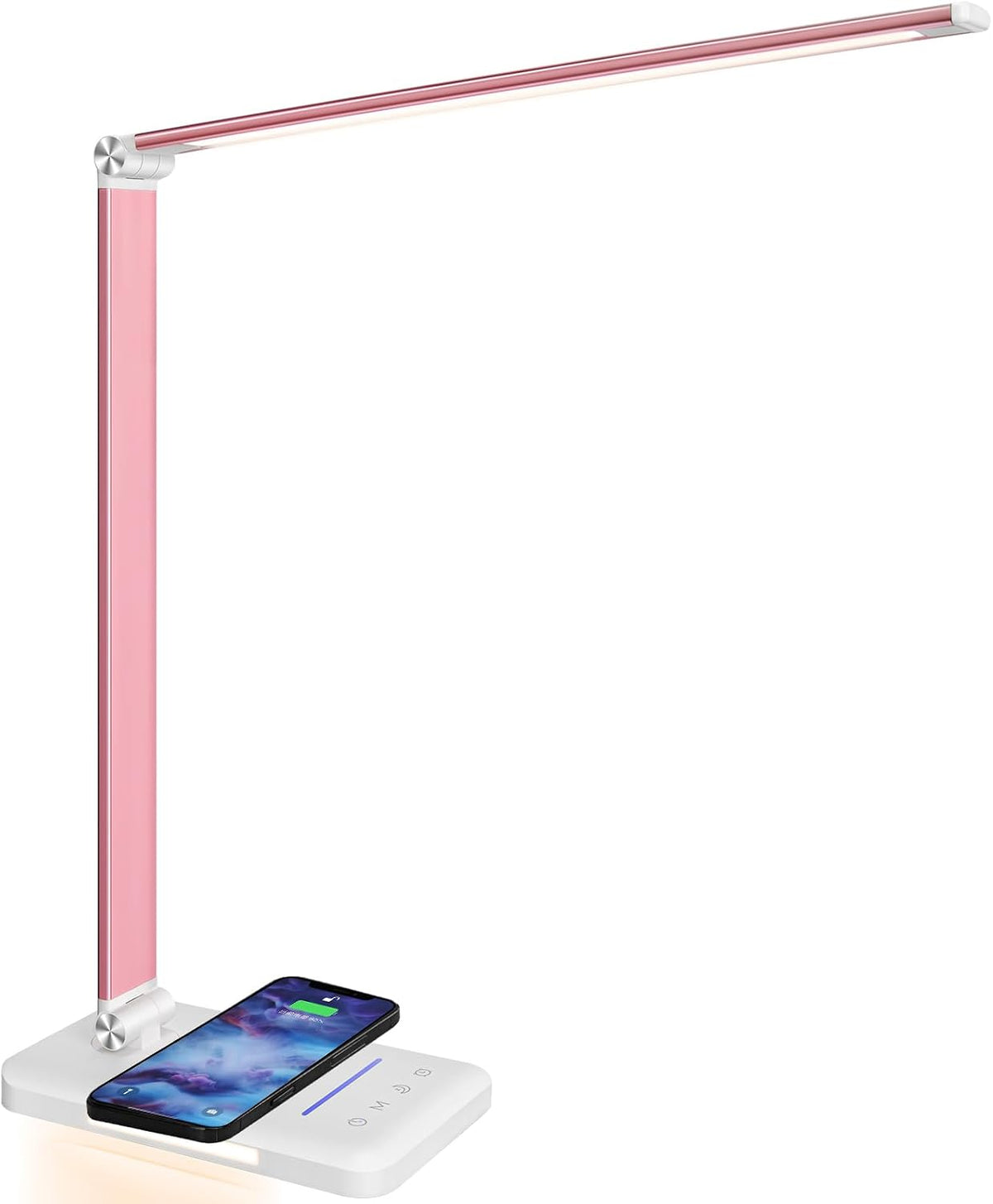 LED Desk Lamp with Wireless Charger, USB Charging Port, Eye Care
