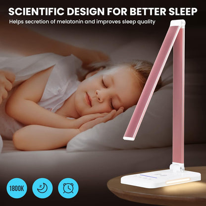 LED Desk Lamp with Wireless Charger, USB Charging Port, Eye Care