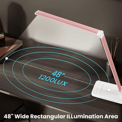 LED Desk Lamp with Wireless Charger, USB Charging Port, Eye Care
