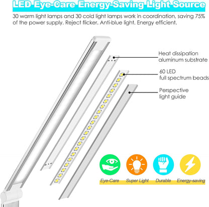 LED Desk Lamp with Wireless Charger, USB Charging Port, Eye Care