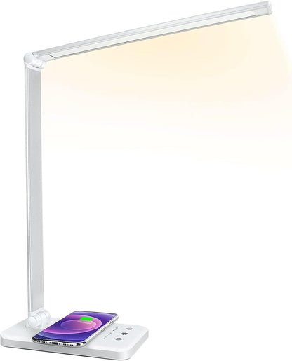 LED Desk Lamp with Wireless Charger, USB Charging Port, Eye Care