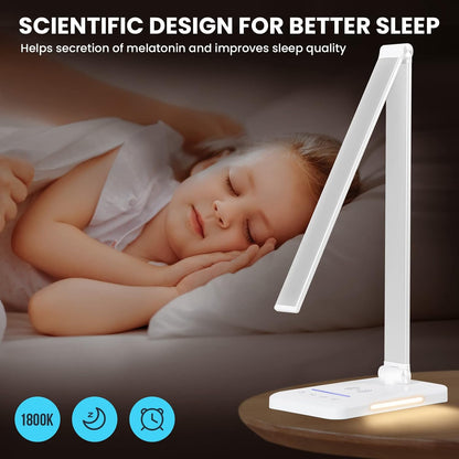 LED Desk Lamp with Wireless Charger, USB Charging Port, Eye Care