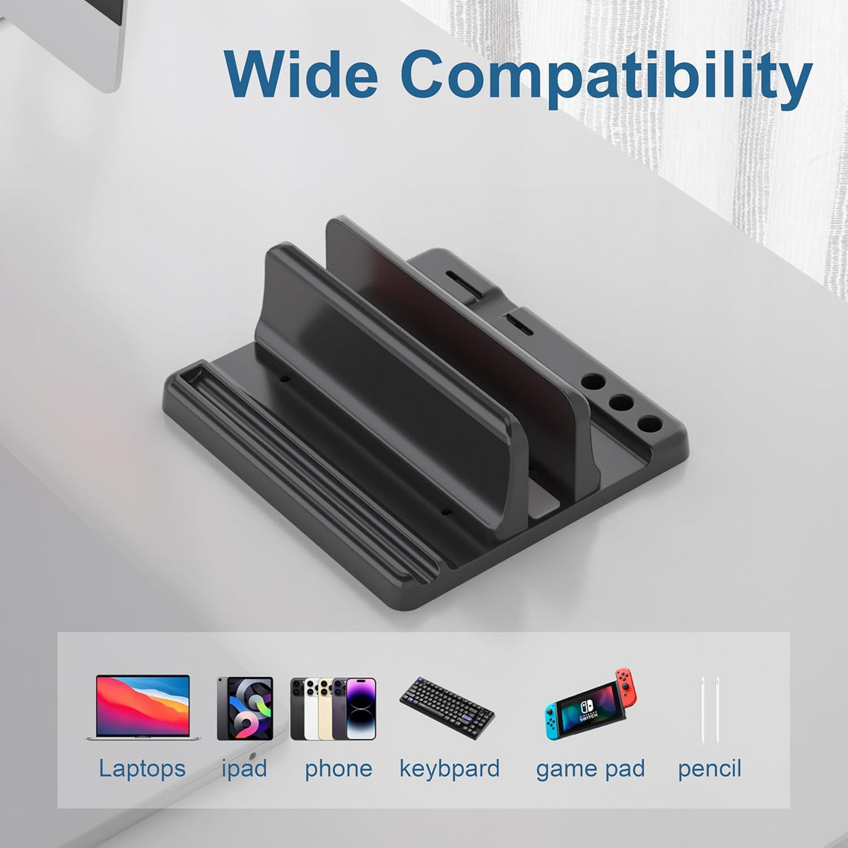 Vertical Laptop Stand, Adjustable 3 in 1 ABS