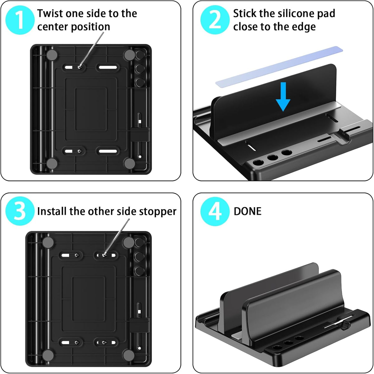 Vertical Laptop Stand, Adjustable 3 in 1 ABS