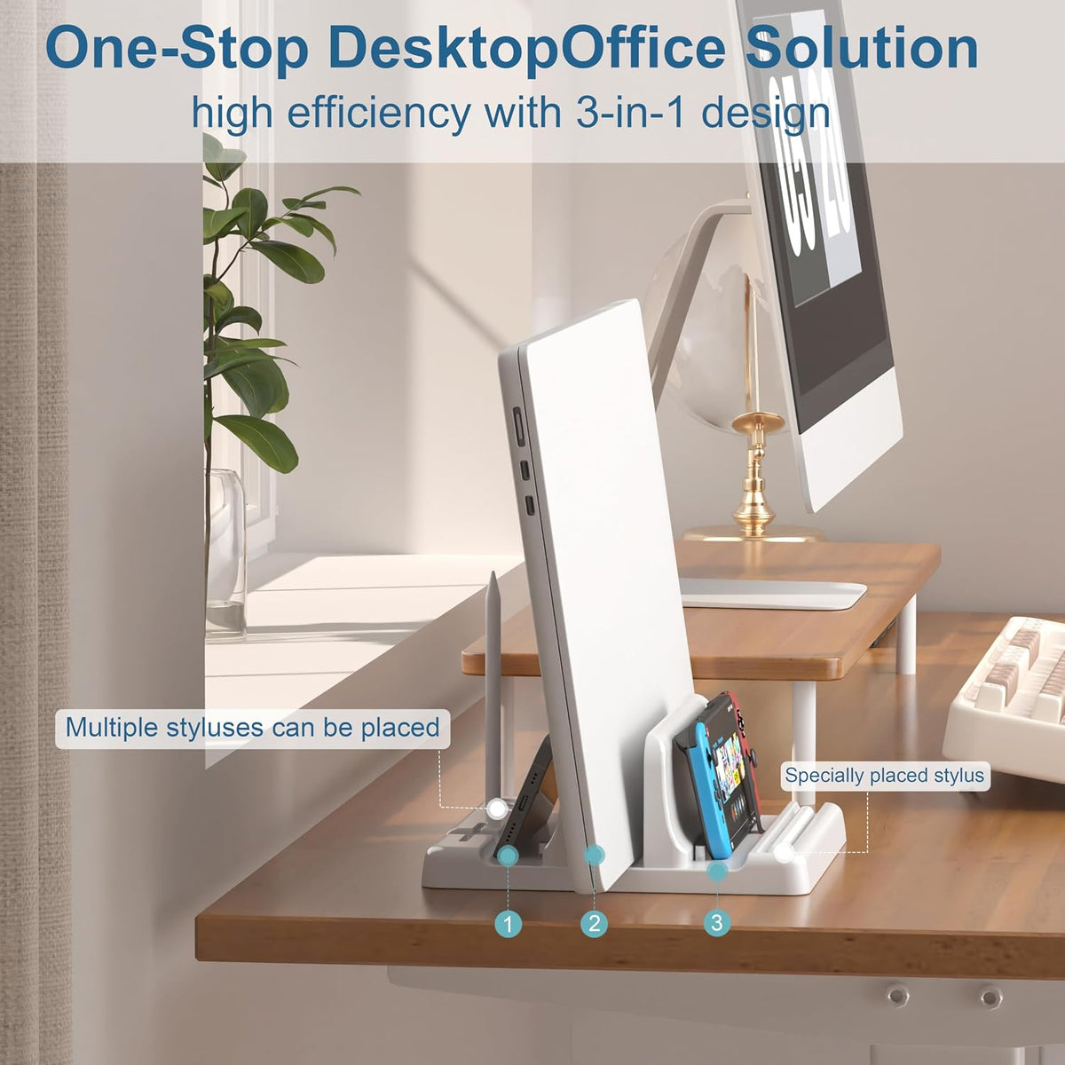 Vertical Laptop Stand, Adjustable 3 in 1 ABS