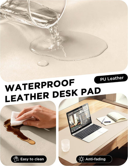 35.4" x 17" Large PU Leather Desk Mat for Keyboard and Mouse - Waterproof Non-Slip Desk Pad Protector for Office, Home, Writing Desk, Black