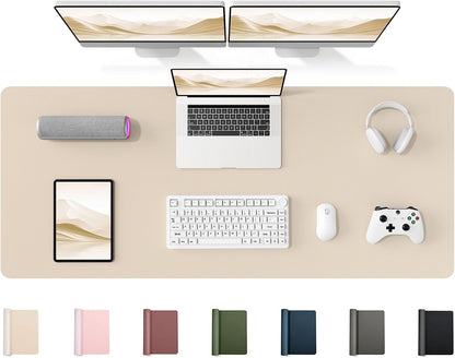 35.4" x 17" Large PU Leather Desk Mat for Keyboard and Mouse - Waterproof Non-Slip Desk Pad Protector for Office, Home, Writing Desk, Black