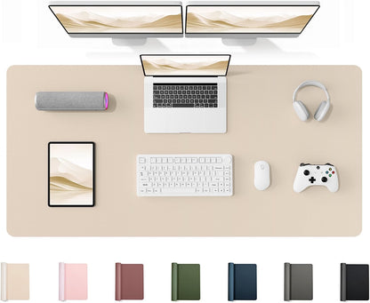 35.4" x 17" Large PU Leather Desk Mat for Keyboard and Mouse - Waterproof Non-Slip Desk Pad Protector for Office, Home, Writing Desk, Black