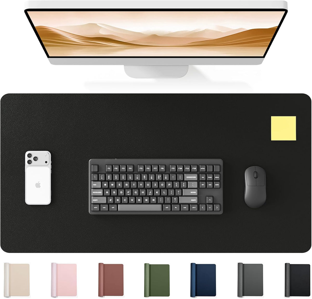 35.4" x 17" Large PU Leather Desk Mat for Keyboard and Mouse - Waterproof Non-Slip Desk Pad Protector for Office, Home, Writing Desk, Black