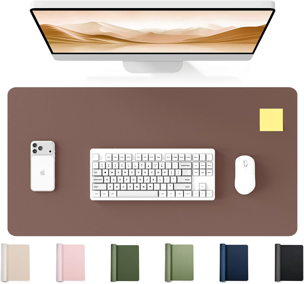 35.4" x 17" Large PU Leather Desk Mat for Keyboard and Mouse - Waterproof Non-Slip Desk Pad Protector for Office, Home, Writing Desk, Black