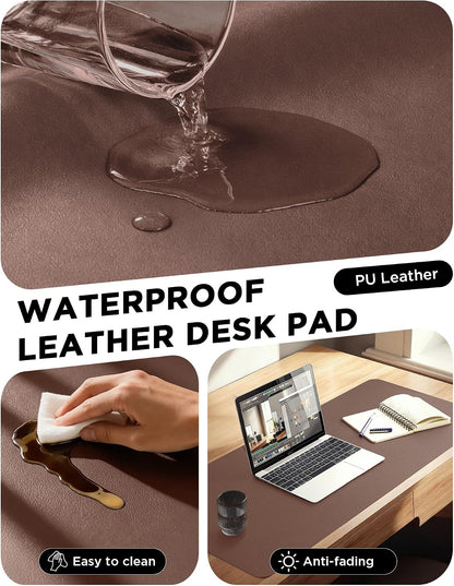 35.4" x 17" Large PU Leather Desk Mat for Keyboard and Mouse - Waterproof Non-Slip Desk Pad Protector for Office, Home, Writing Desk, Black