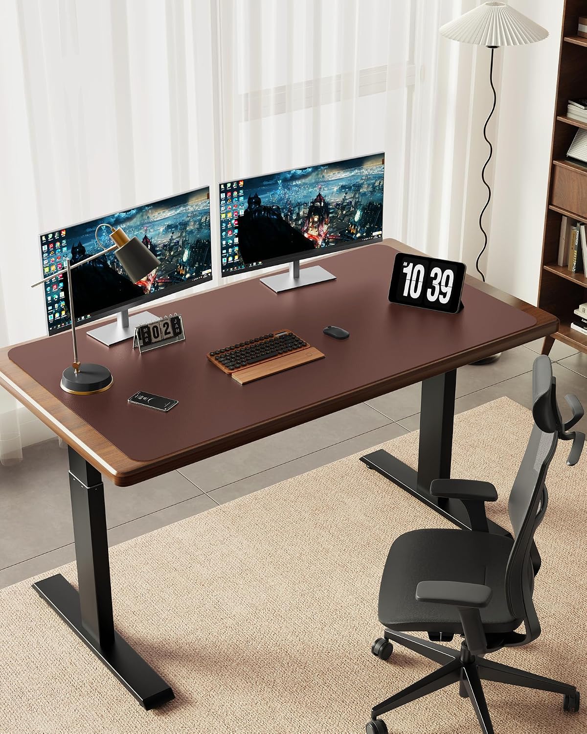 35.4" x 17" Large PU Leather Desk Mat for Keyboard and Mouse - Waterproof Non-Slip Desk Pad Protector for Office, Home, Writing Desk, Black