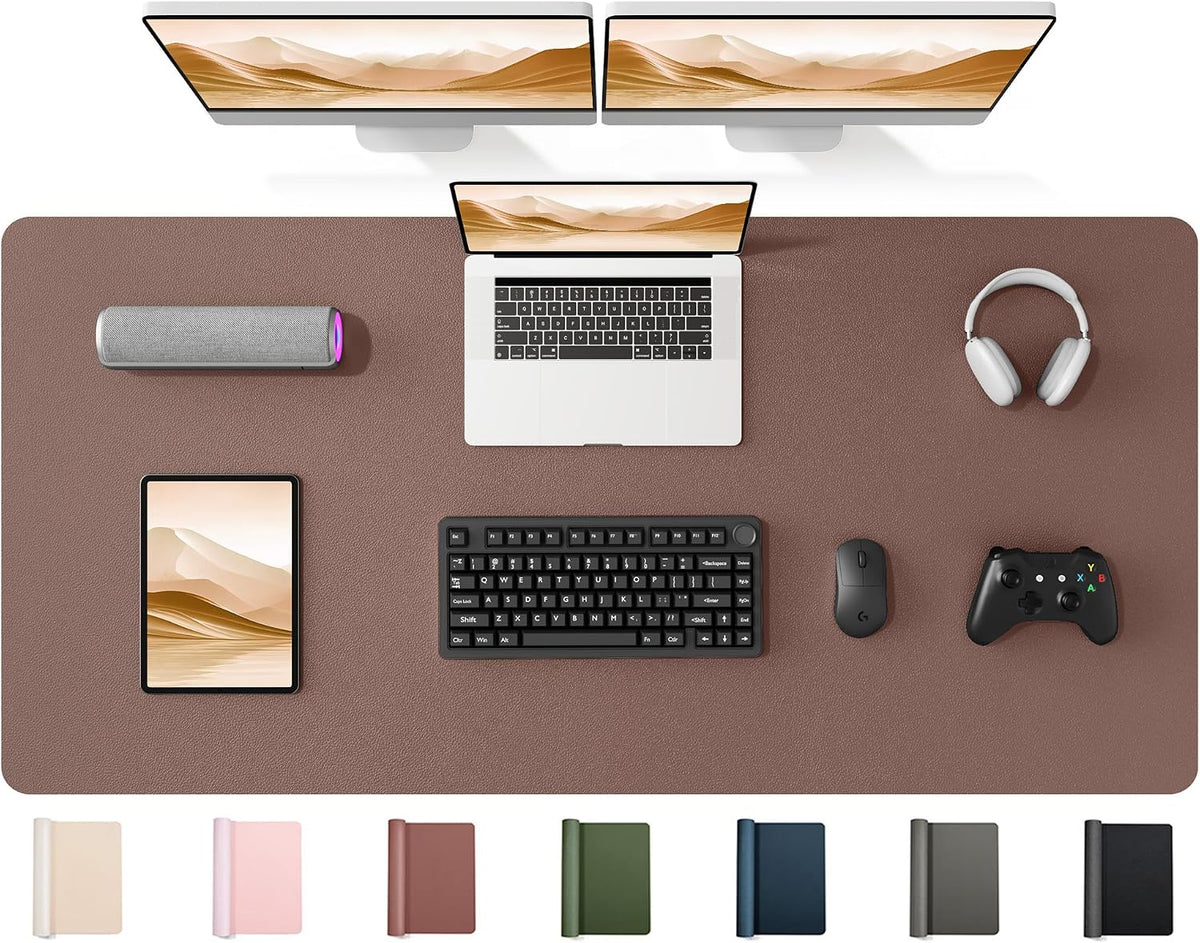 35.4" x 17" Large PU Leather Desk Mat for Keyboard and Mouse - Waterproof Non-Slip Desk Pad Protector for Office, Home, Writing Desk, Black