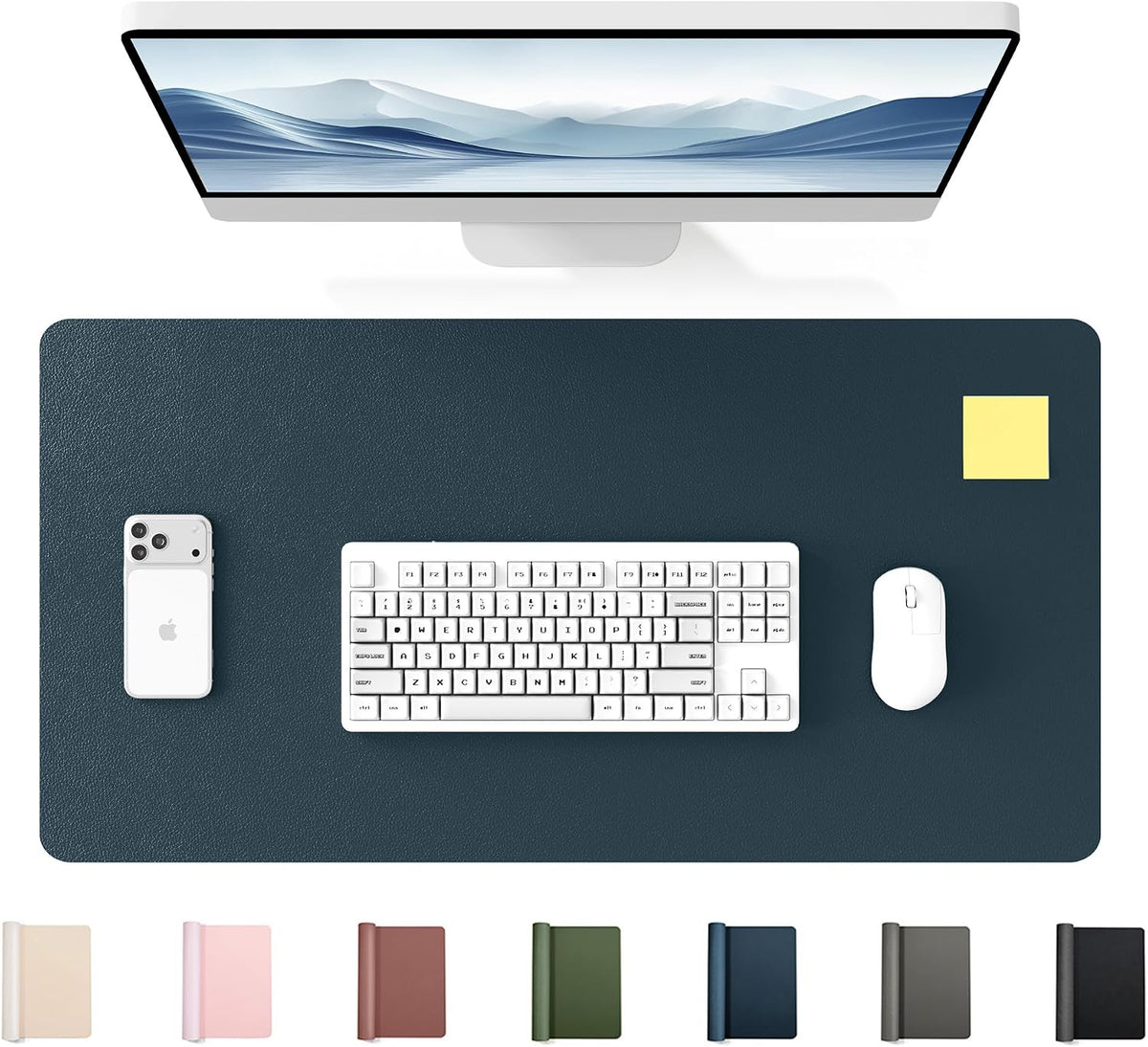 35.4" x 17" Large PU Leather Desk Mat for Keyboard and Mouse - Waterproof Non-Slip Desk Pad Protector for Office, Home, Writing Desk, Black