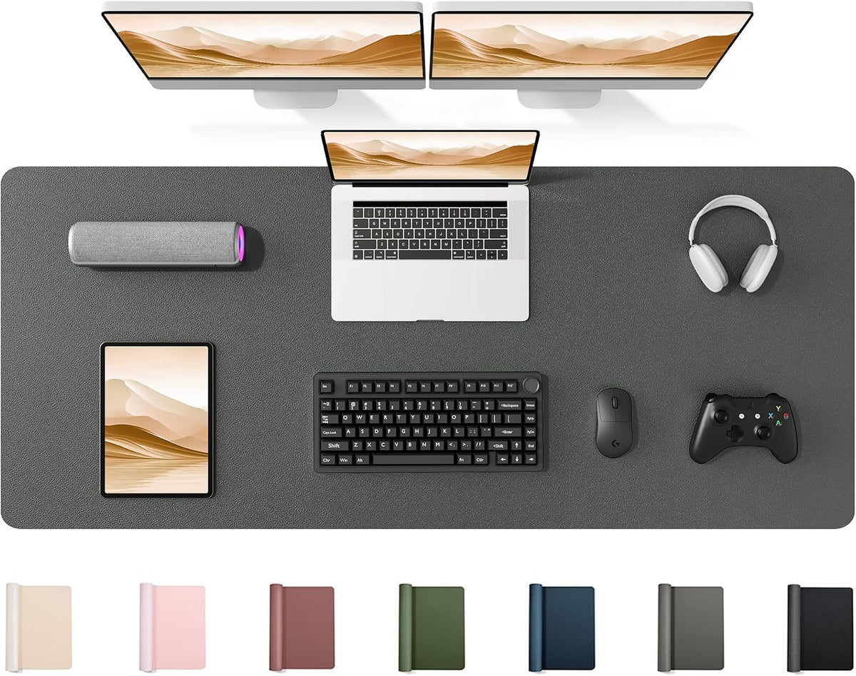 35.4" x 17" Large PU Leather Desk Mat for Keyboard and Mouse - Waterproof Non-Slip Desk Pad Protector for Office, Home, Writing Desk, Black