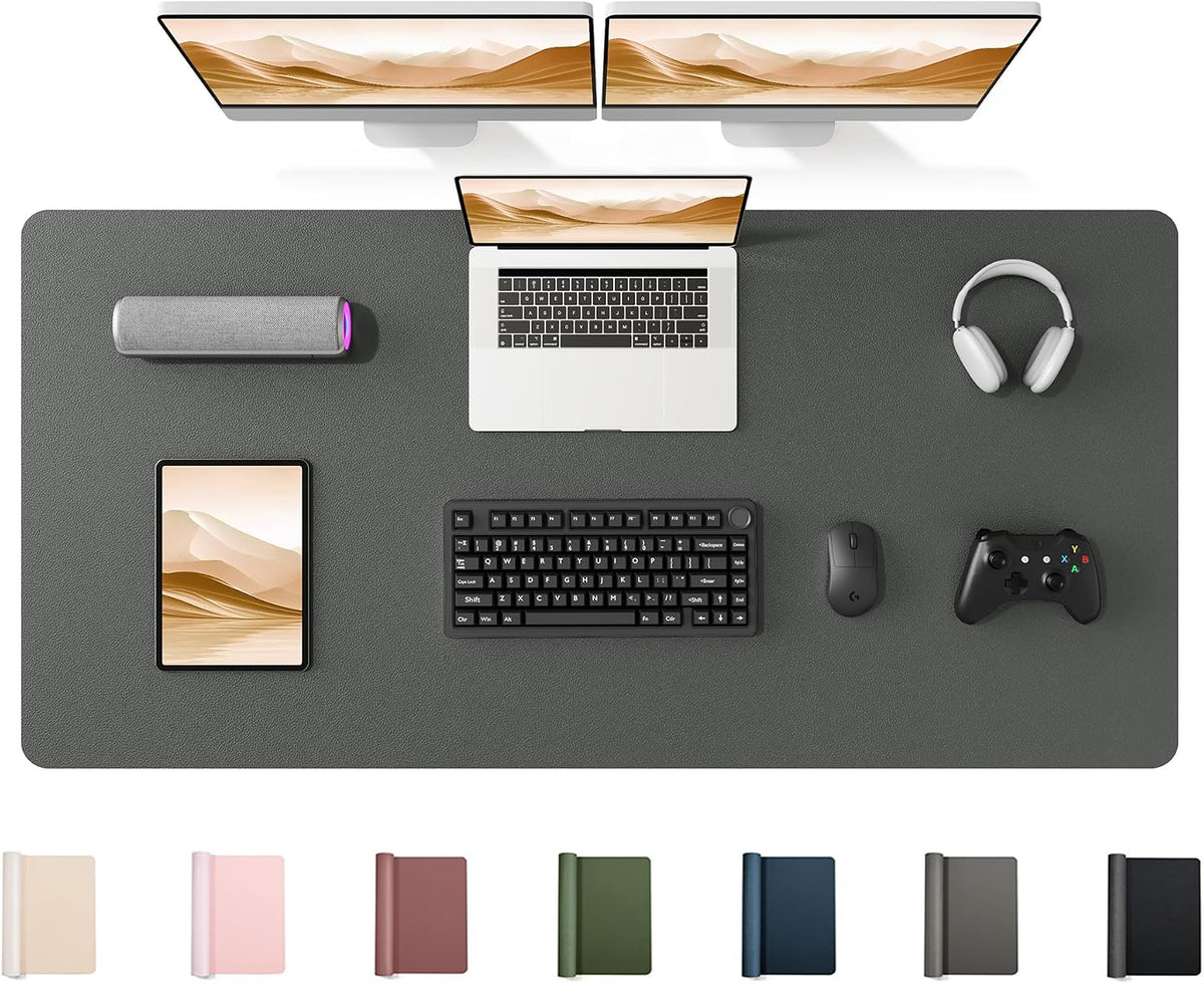 35.4" x 17" Large PU Leather Desk Mat for Keyboard and Mouse - Waterproof Non-Slip Desk Pad Protector for Office, Home, Writing Desk, Black