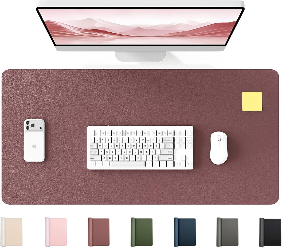 35.4" x 17" Large PU Leather Desk Mat for Keyboard and Mouse - Waterproof Non-Slip Desk Pad Protector for Office, Home, Writing Desk, Black