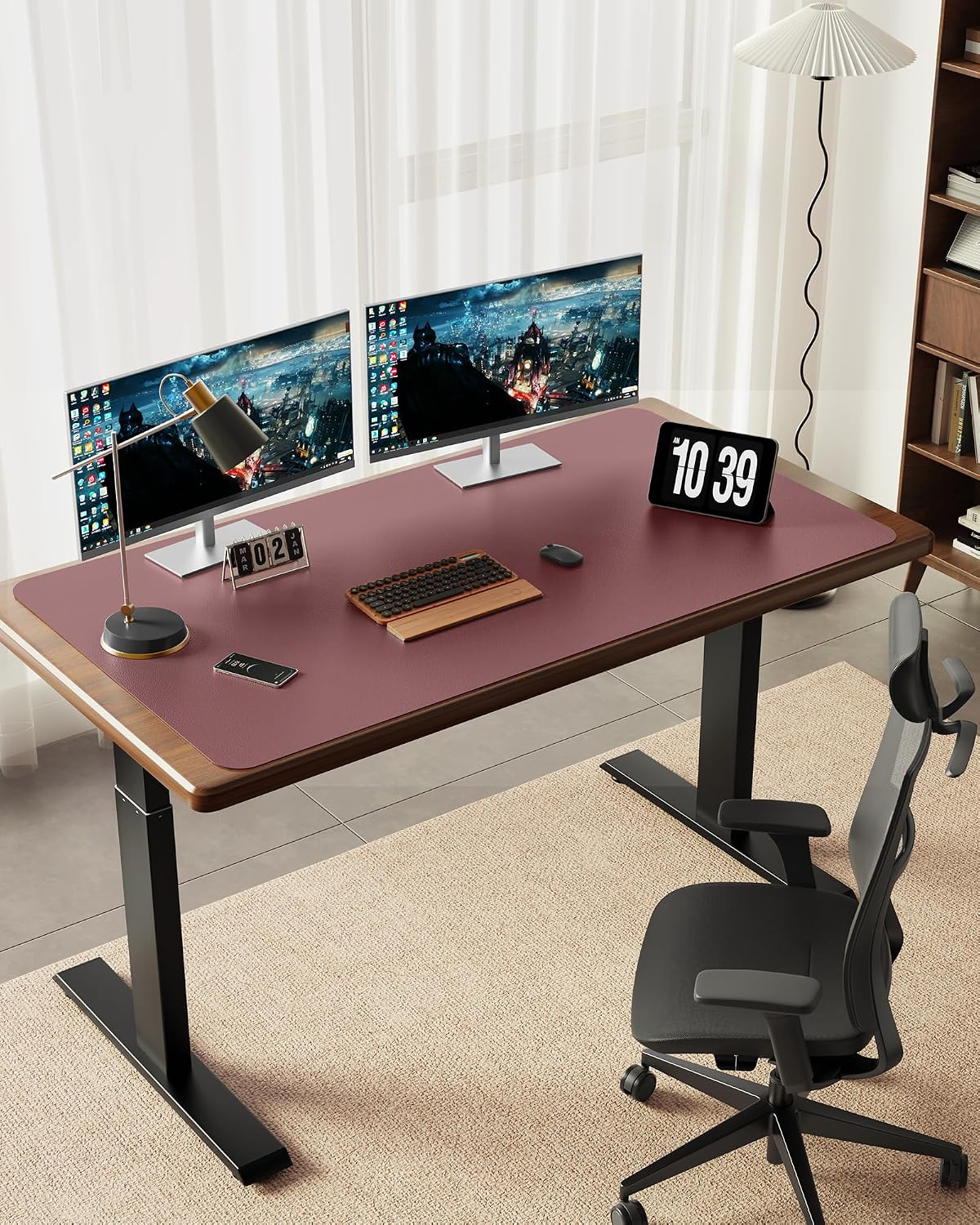 35.4" x 17" Large PU Leather Desk Mat for Keyboard and Mouse - Waterproof Non-Slip Desk Pad Protector for Office, Home, Writing Desk, Black