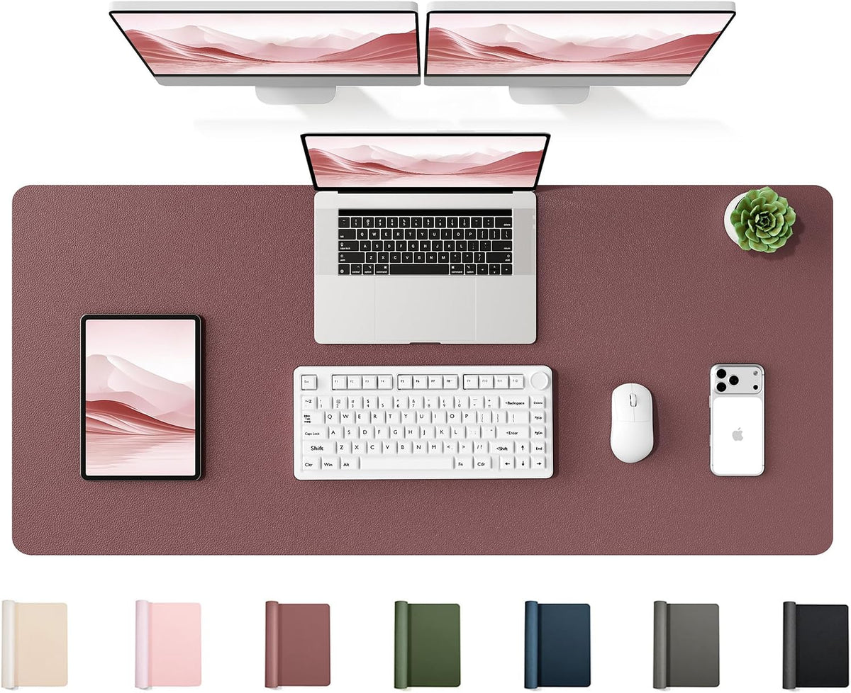 35.4" x 17" Large PU Leather Desk Mat for Keyboard and Mouse - Waterproof Non-Slip Desk Pad Protector for Office, Home, Writing Desk, Black