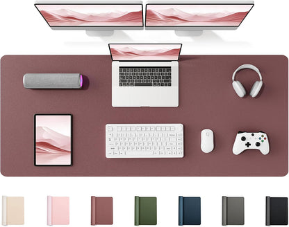35.4" x 17" Large PU Leather Desk Mat for Keyboard and Mouse - Waterproof Non-Slip Desk Pad Protector for Office, Home, Writing Desk, Black