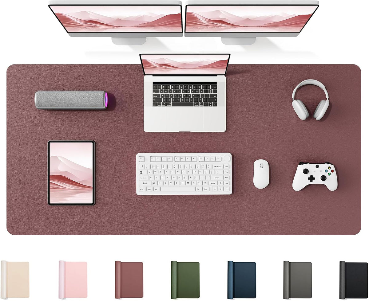 35.4" x 17" Large PU Leather Desk Mat for Keyboard and Mouse - Waterproof Non-Slip Desk Pad Protector for Office, Home, Writing Desk, Black