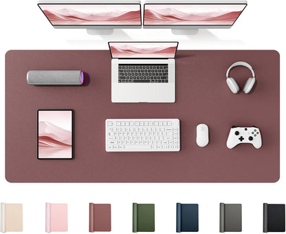 35.4" x 17" Large PU Leather Desk Mat for Keyboard and Mouse - Waterproof Non-Slip Desk Pad Protector for Office, Home, Writing Desk, Black