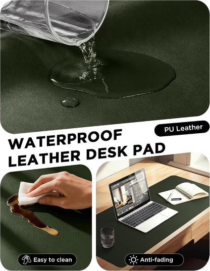 35.4" x 17" Large PU Leather Desk Mat for Keyboard and Mouse - Waterproof Non-Slip Desk Pad Protector for Office, Home, Writing Desk, Black