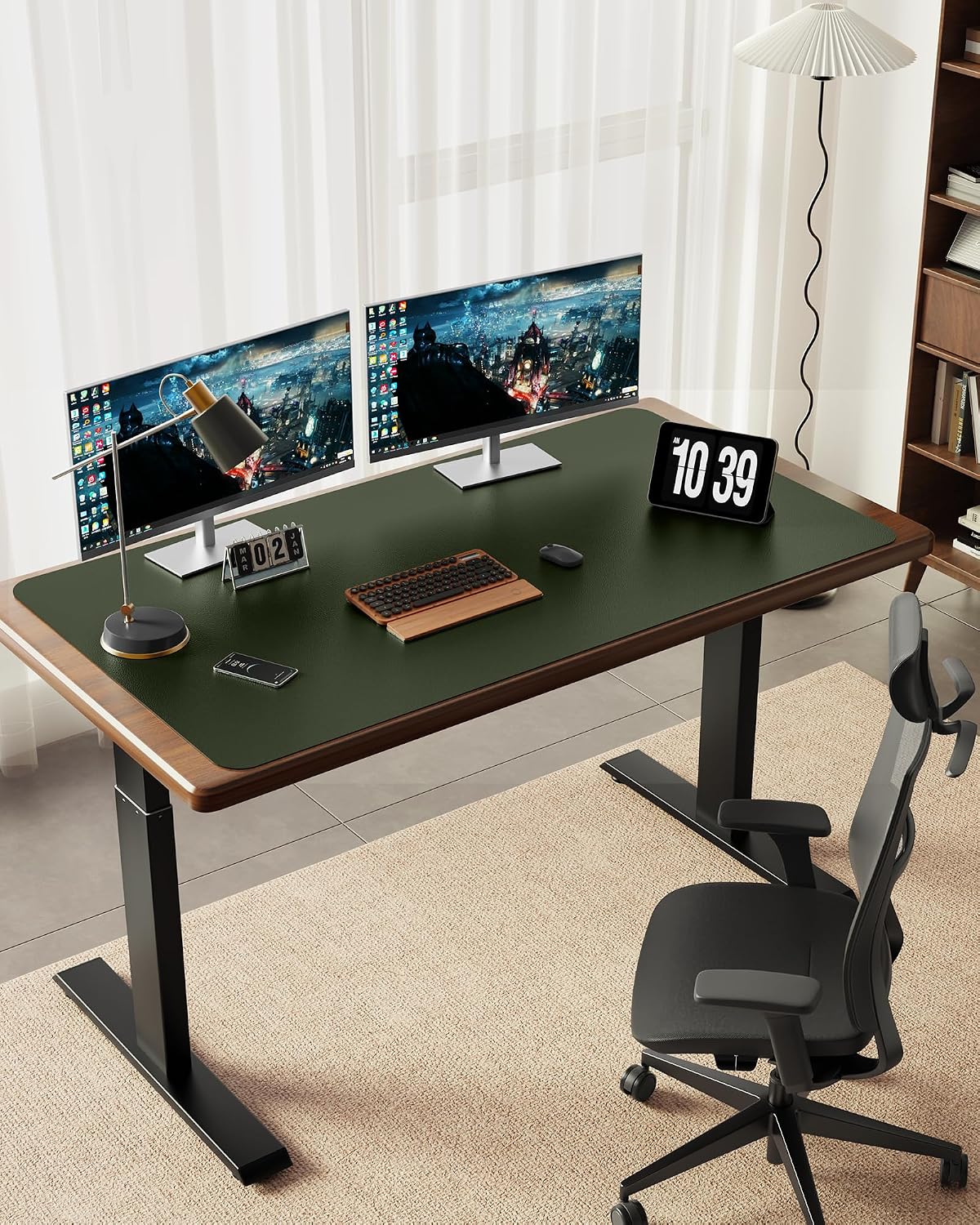 35.4" x 17" Large PU Leather Desk Mat for Keyboard and Mouse - Waterproof Non-Slip Desk Pad Protector for Office, Home, Writing Desk, Black