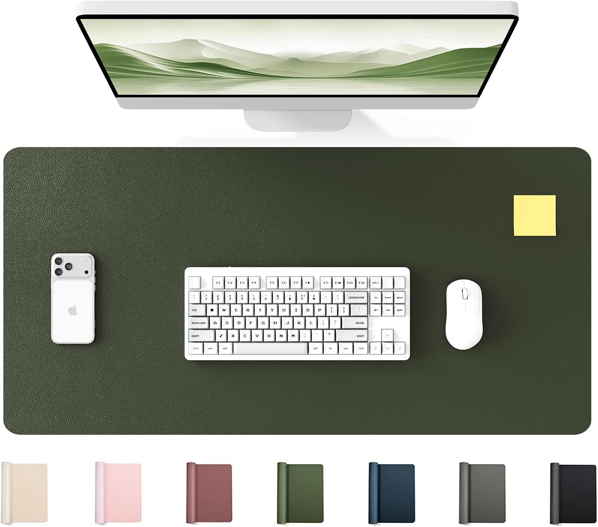 35.4" x 17" Large PU Leather Desk Mat for Keyboard and Mouse - Waterproof Non-Slip Desk Pad Protector for Office, Home, Writing Desk, Black