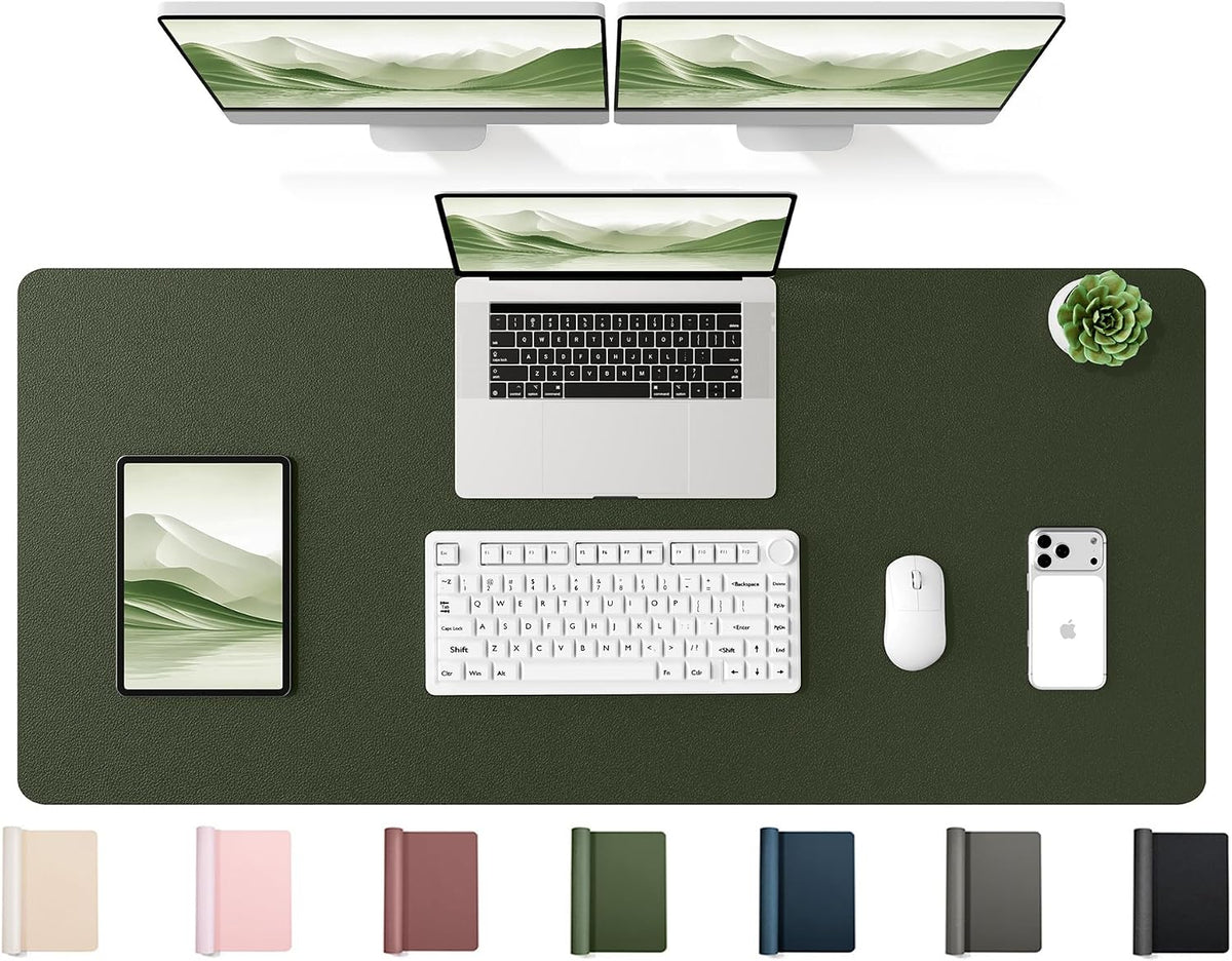 35.4" x 17" Large PU Leather Desk Mat for Keyboard and Mouse - Waterproof Non-Slip Desk Pad Protector for Office, Home, Writing Desk, Black