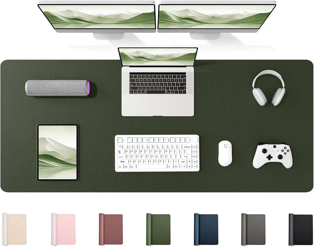 35.4" x 17" Large PU Leather Desk Mat for Keyboard and Mouse - Waterproof Non-Slip Desk Pad Protector for Office, Home, Writing Desk, Black