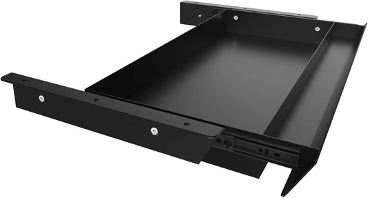 Large Under Desk Mounted Sliding Drawer with Pencil Tray and 60 Degree Tilt Panel to Pull Out, 22'' Long & 13'' deep Large Storage Organizer for Sit Stand Workstation