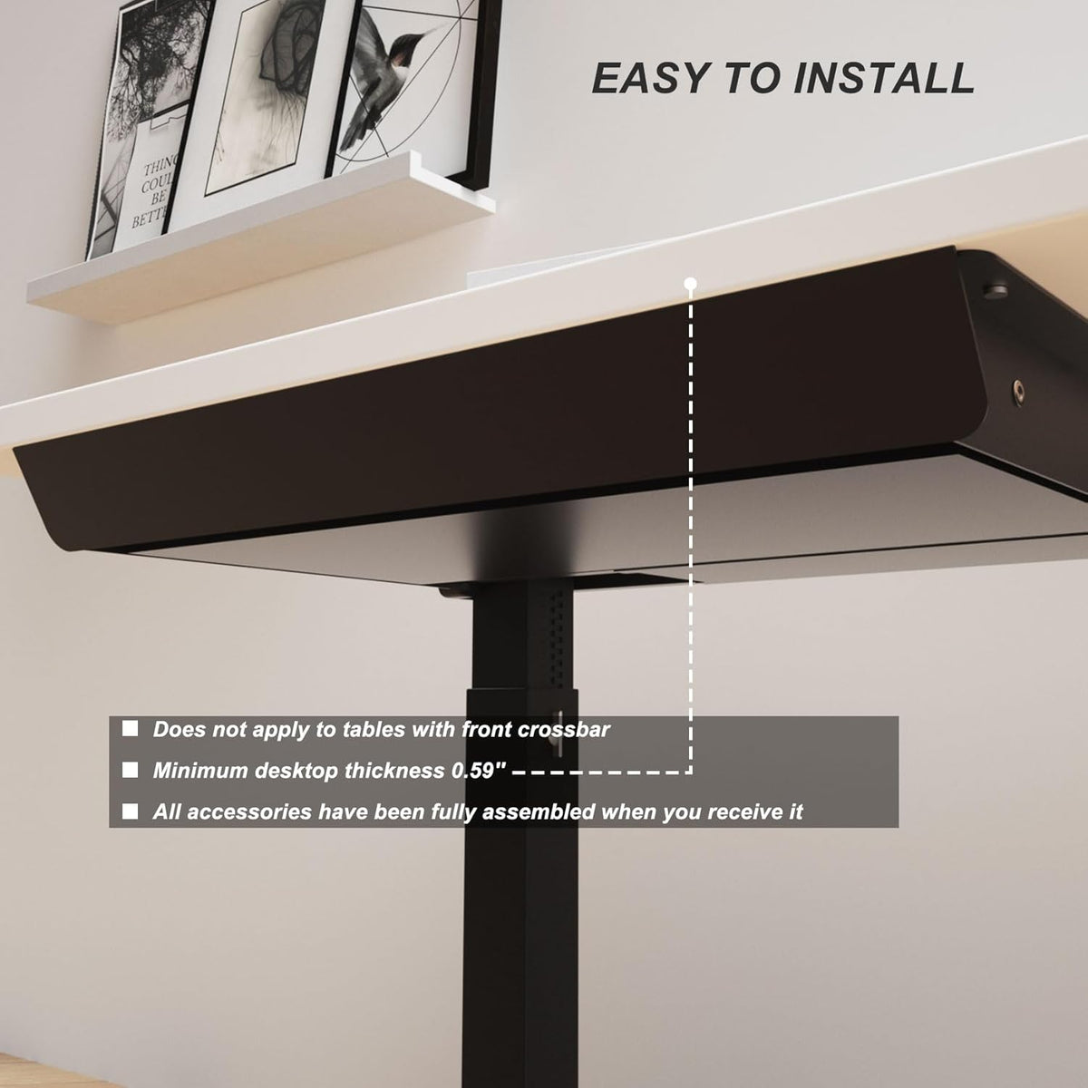 Large Under Desk Mounted Sliding Drawer with Pencil Tray and 60 Degree Tilt Panel to Pull Out, 22'' Long & 13'' deep Large Storage Organizer for Sit Stand Workstation