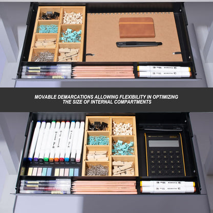Large Under Desk Mounted Sliding Drawer with Pencil Tray and 60 Degree Tilt Panel to Pull Out, 22'' Long & 13'' deep Large Storage Organizer for Sit Stand Workstation