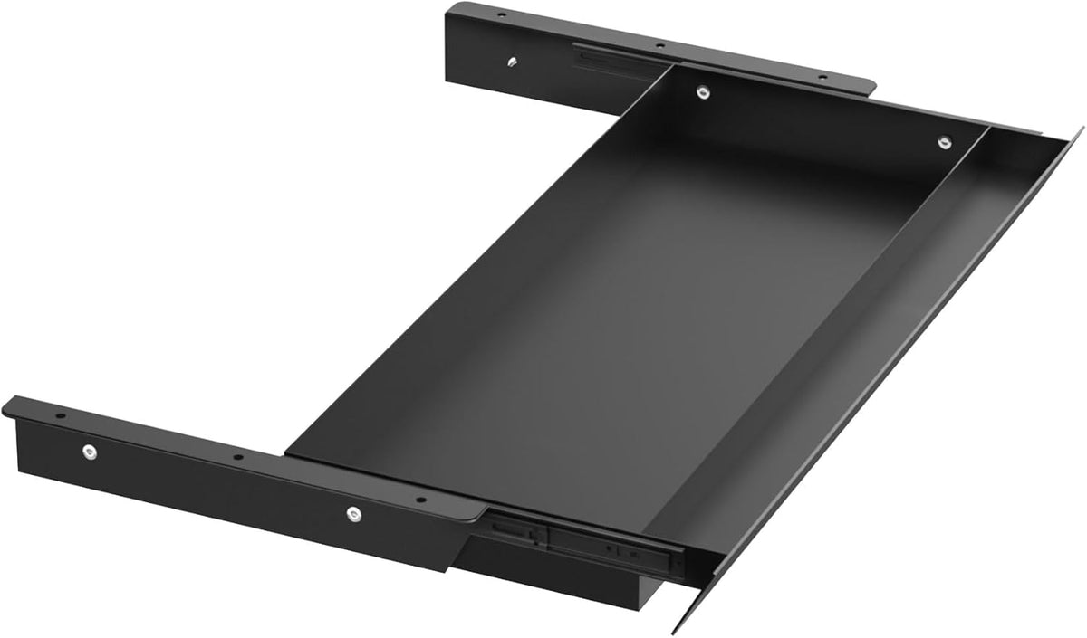 Large Under Desk Mounted Sliding Drawer with Pencil Tray and 60 Degree Tilt Panel to Pull Out, 22'' Long & 13'' deep Large Storage Organizer for Sit Stand Workstation
