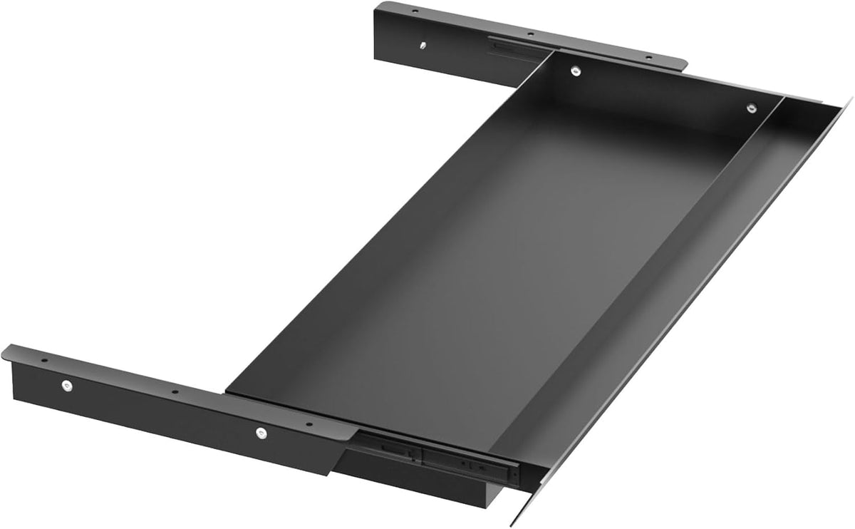 Large Under Desk Mounted Sliding Drawer with Pencil Tray and 60 Degree Tilt Panel to Pull Out, 22'' Long & 13'' deep Large Storage Organizer for Sit Stand Workstation