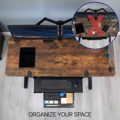 Black Clamp-on 27 x 11 in Keyboard Tray & Pencil Drawer, MOUNT-KB05-4D