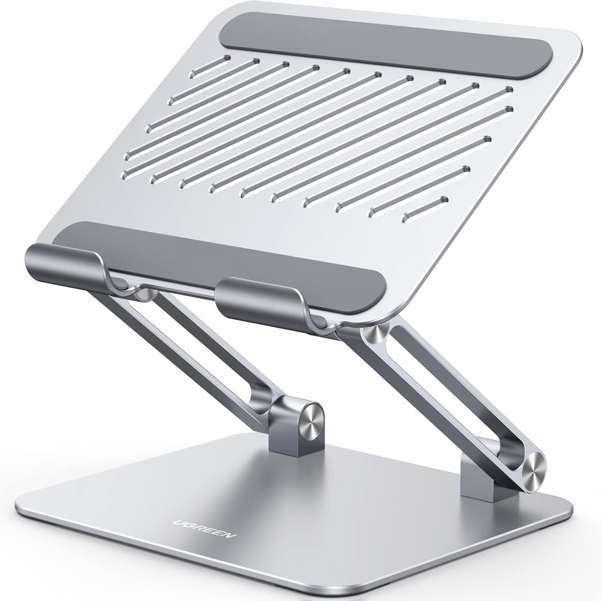 Tablet Stand Holder for Desk Dual Rod Support Aluminum Tablet Holder Adjustable Multi-Angle Home Office Accessories Compatible with iPad Pro 13 12 11 10.5 Air Mini 5 4 3 2 Phone E-Reader Silver