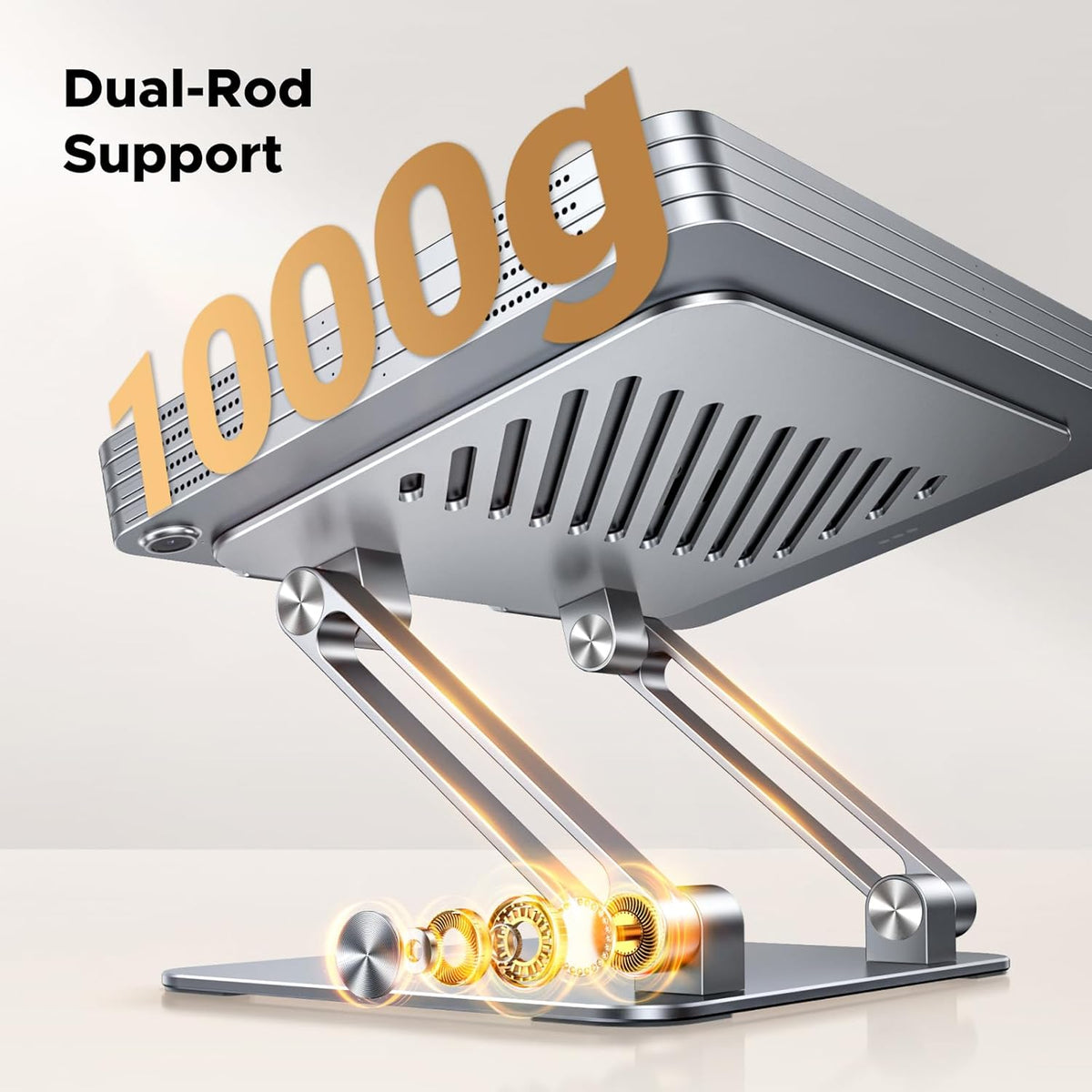 Tablet Stand Holder for Desk Dual Rod Support Aluminum Tablet Holder Adjustable Multi-Angle Home Office Accessories Compatible with iPad Pro 13 12 11 10.5 Air Mini 5 4 3 2 Phone E-Reader Silver