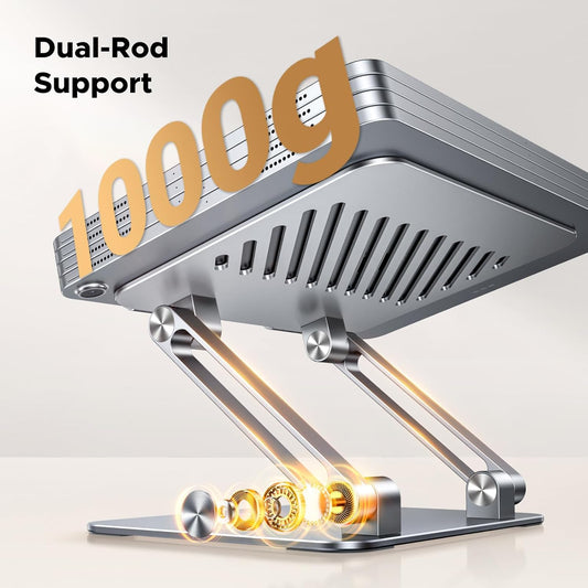 Tablet Stand Holder for Desk Dual Rod Support Aluminum Tablet Holder Adjustable Multi-Angle Home Office Accessories Compatible with iPad Pro 13 12 11 10.5 Air Mini 5 4 3 2 Phone E-Reader Silver