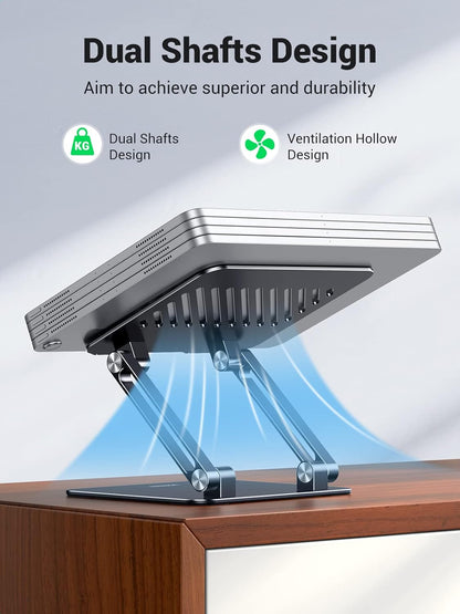 Tablet Stand Holder for Desk Dual Rod Support Aluminum Tablet Holder Adjustable Multi-Angle Home Office Accessories Compatible with iPad Pro 13 12 11 10.5 Air Mini 5 4 3 2 Phone E-Reader Silver