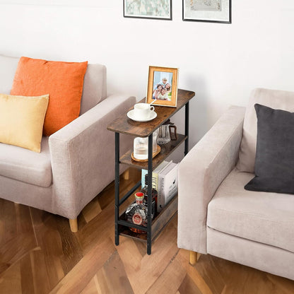 Narrow End Table with USB-C Charging Station, 3-Tier Slim Side Table