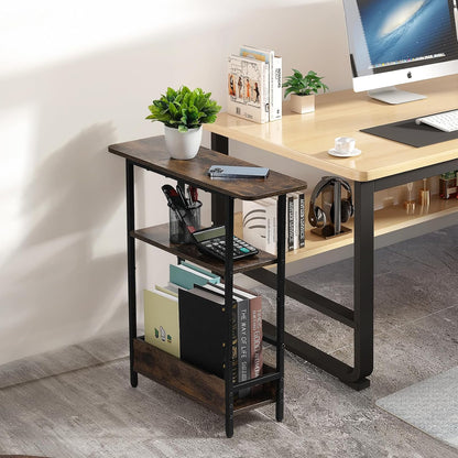 Narrow End Table with USB-C Charging Station, 3-Tier Slim Side Table