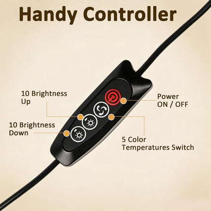 Akynite Desk Lamp Clip on Light, 48 LED Clamp Lamp, 5 Color 10 Brightness