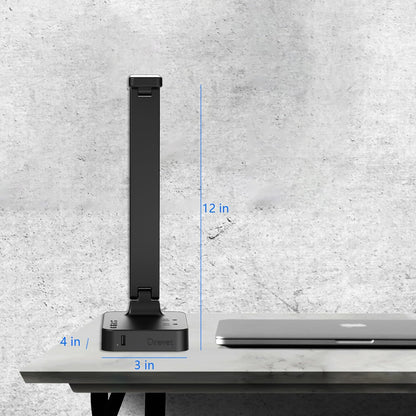 LED Desk Lamp for College Dorm Room, Desk Light with 1 USB Charging Port 2 AC Power Outlet, 3 Lighting Modes, 3 Level Brightness Touch Lamp, Eye-Caring Home Office Foldable Table Lamp